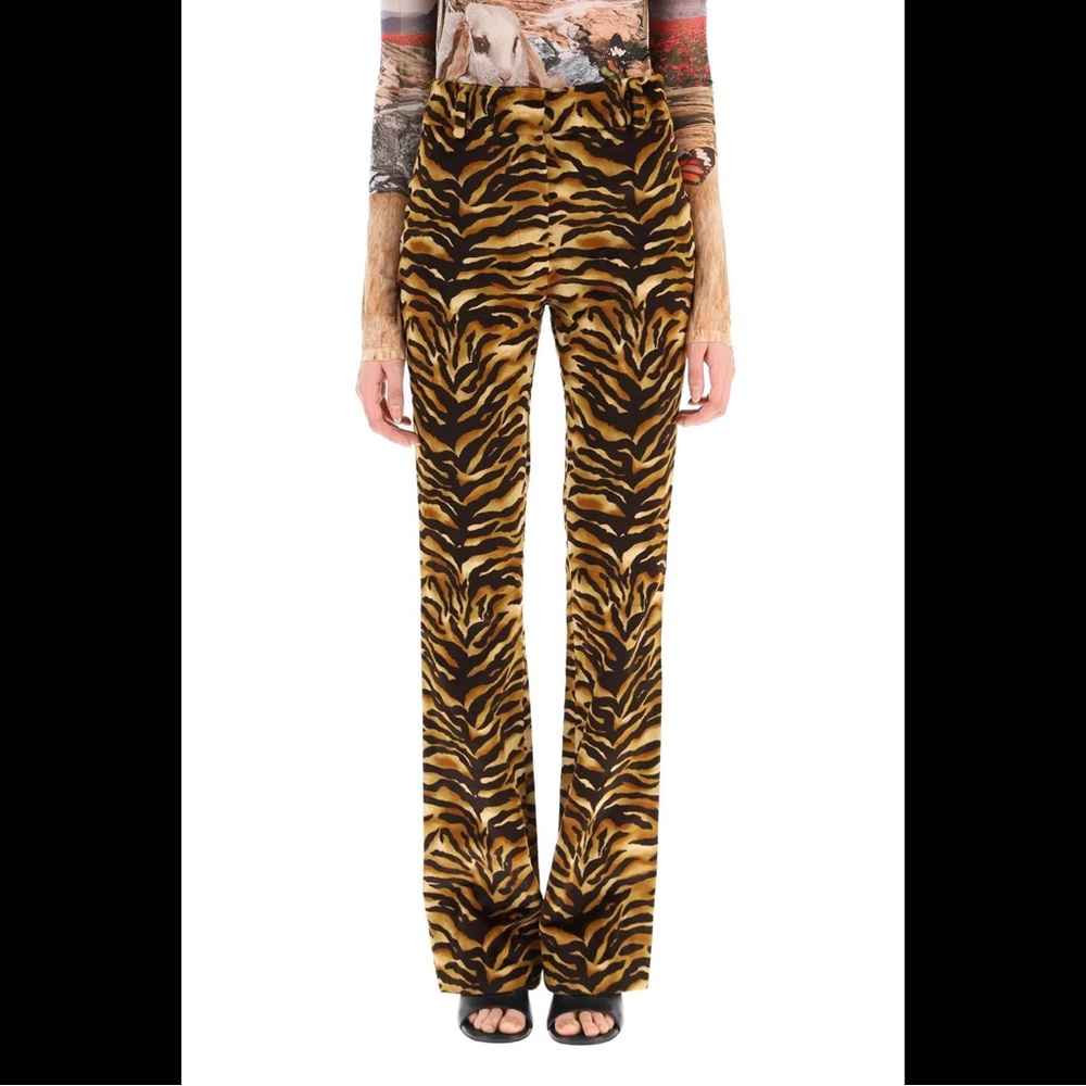ACNE STUDIOS TIGER PRINT VELVET TROUSERS
